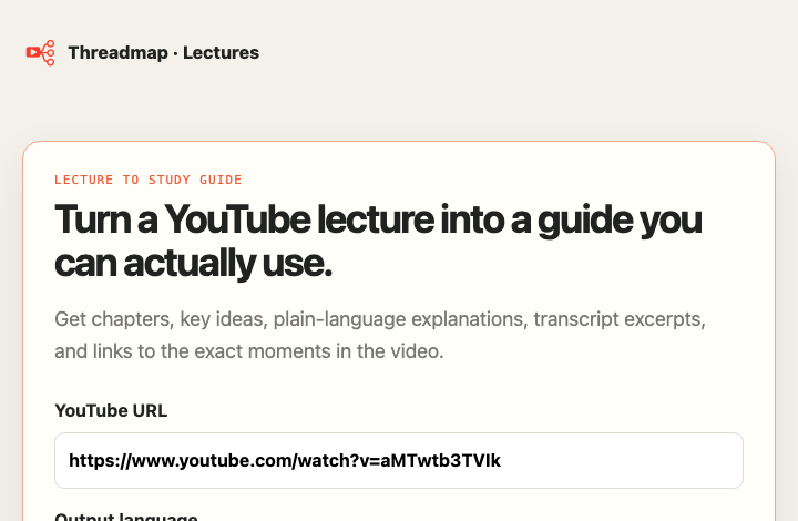 YouTube link entered in the lecture creation form